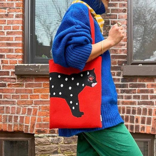 POLKA CAT - Knit Tote Bag