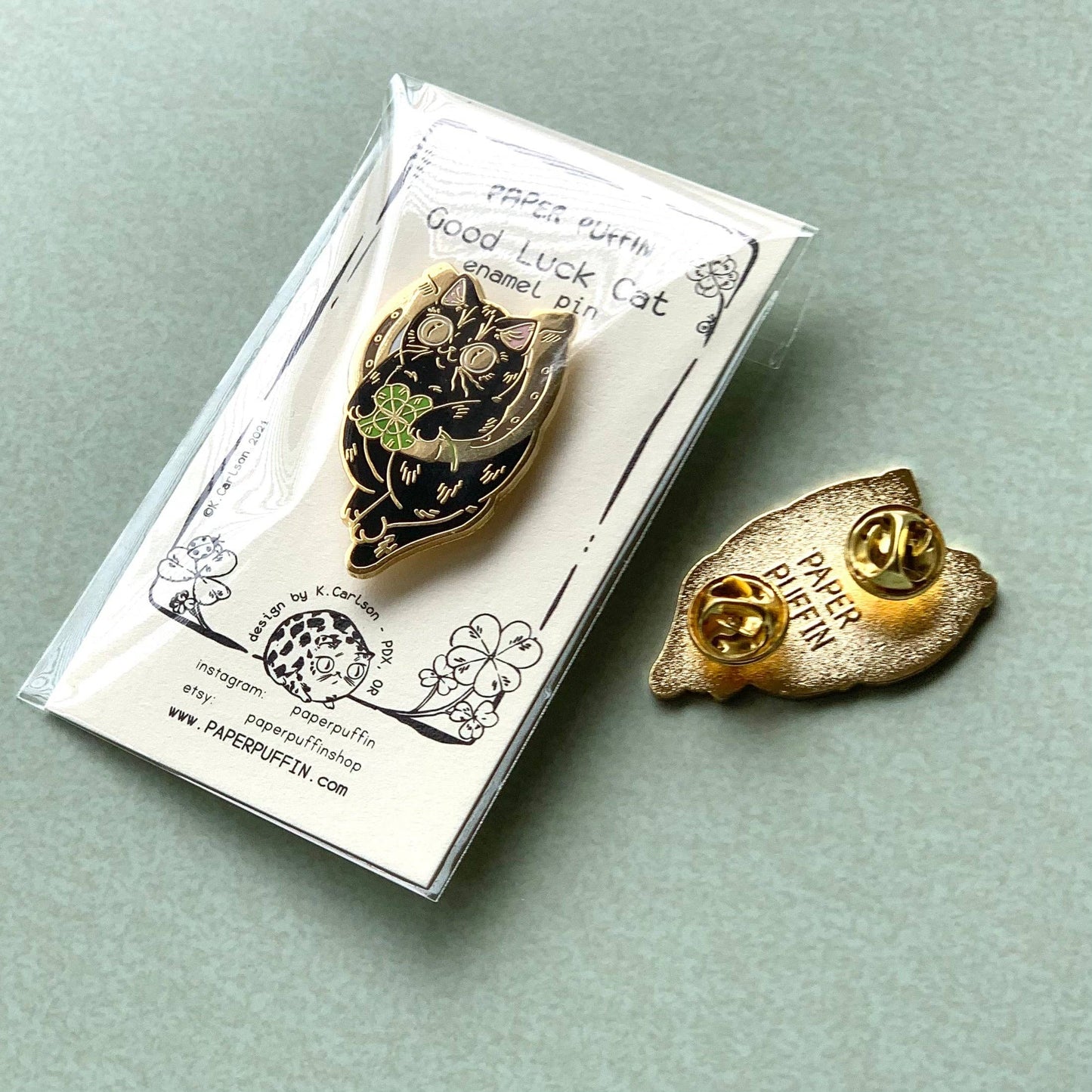 Good Luck Cat Enamel Pin
