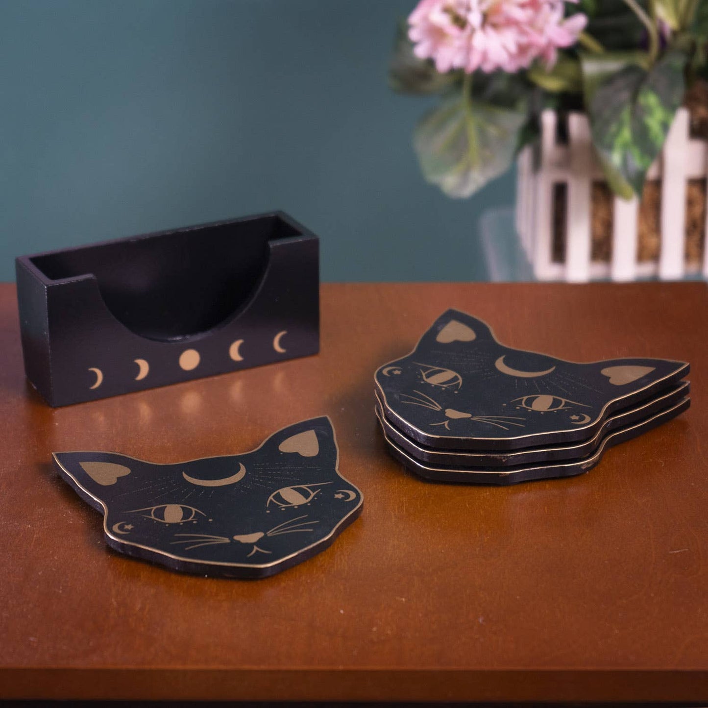 15322 Black Cat Mystic Mog Drink Coasters Set