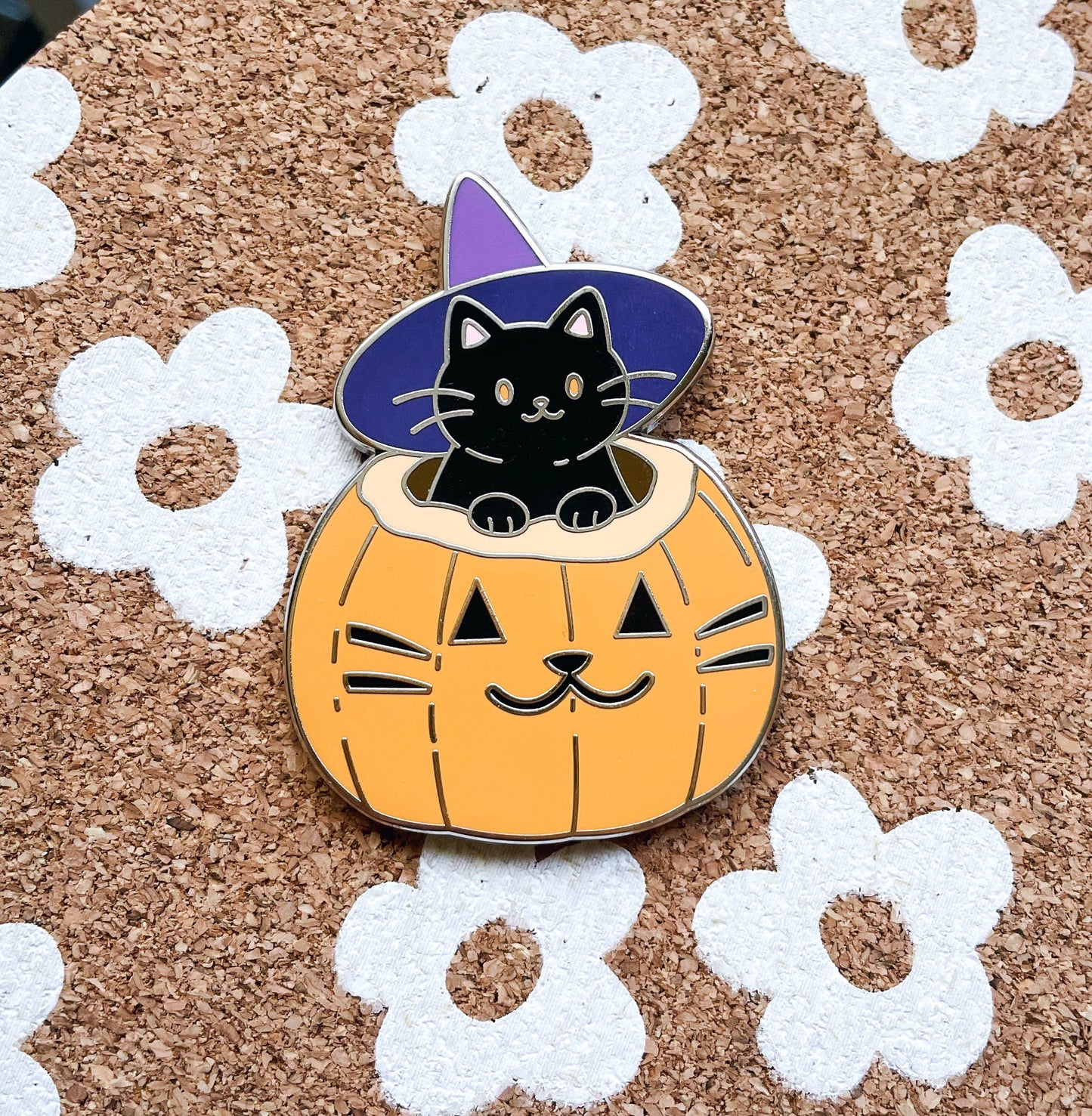 Witch Cat Enamel Pin | Black Cat Pin