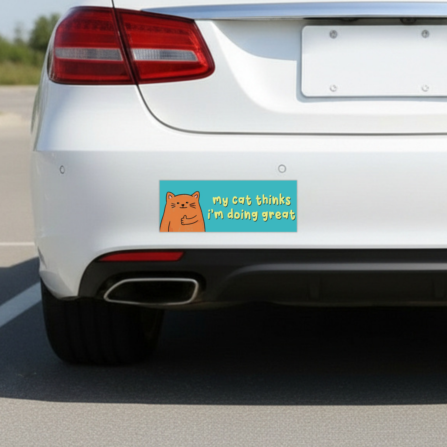 My Cat Thinks I'm Doing Great | Funny Car Magnet