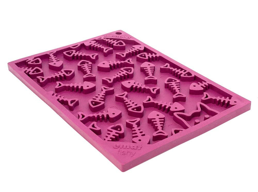 Fishy Design eMat Enrichment Lick Mat - small: Fishy emat - plum