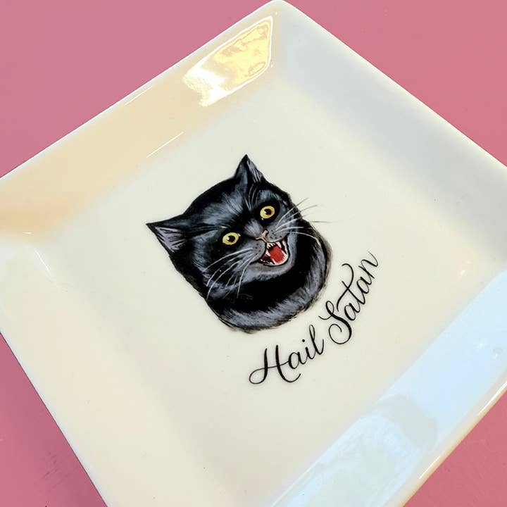 "HAIL SATAN." CAT TRINKET TRAY