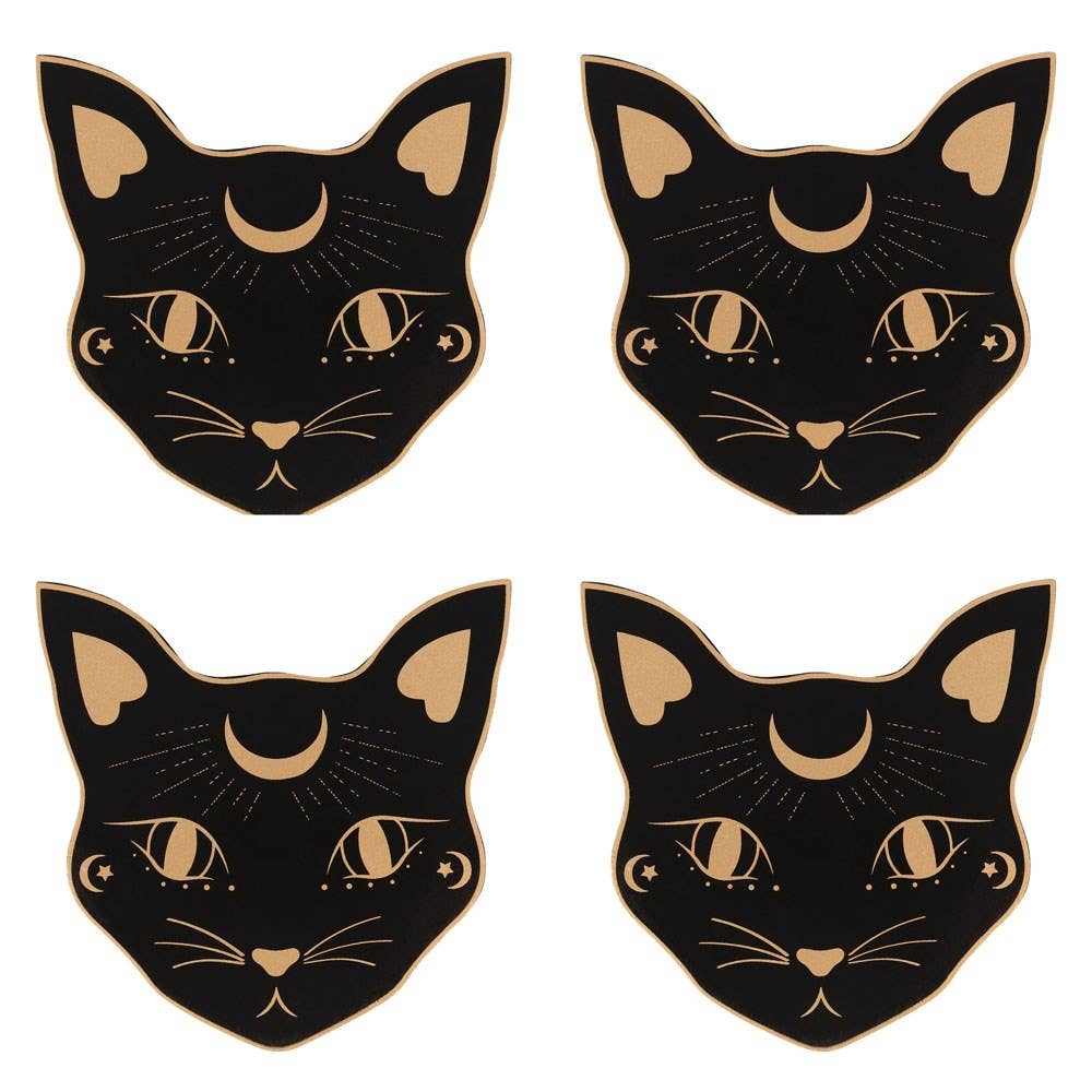 15322 Black Cat Mystic Mog Drink Coasters Set