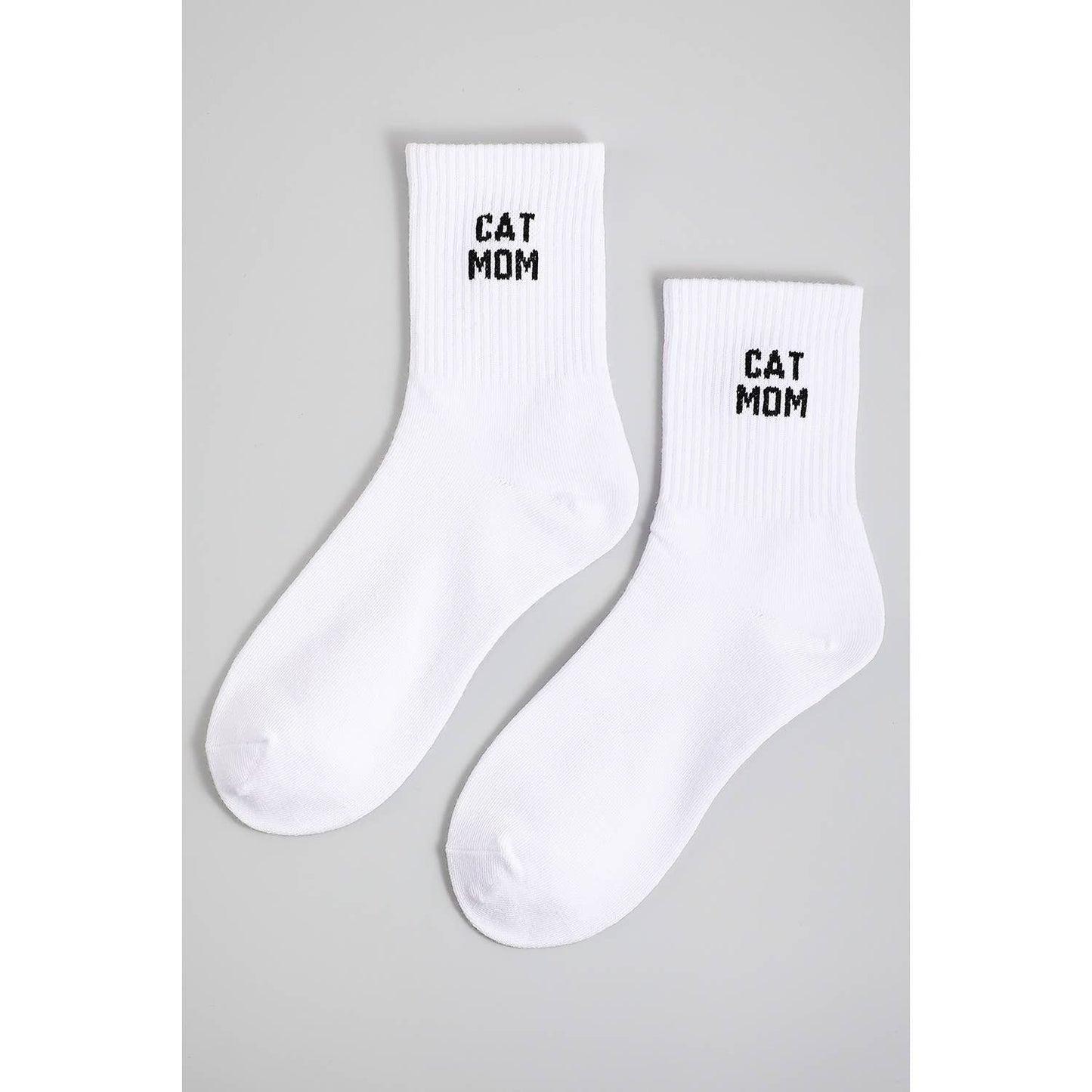 CAT MOM CREW SOCKS: WHITE / 1 SIZE