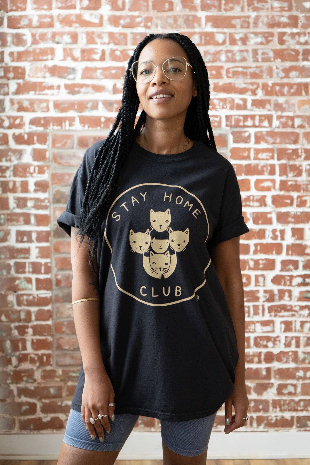 Stay Home Club Logo T-Shirt: Cream