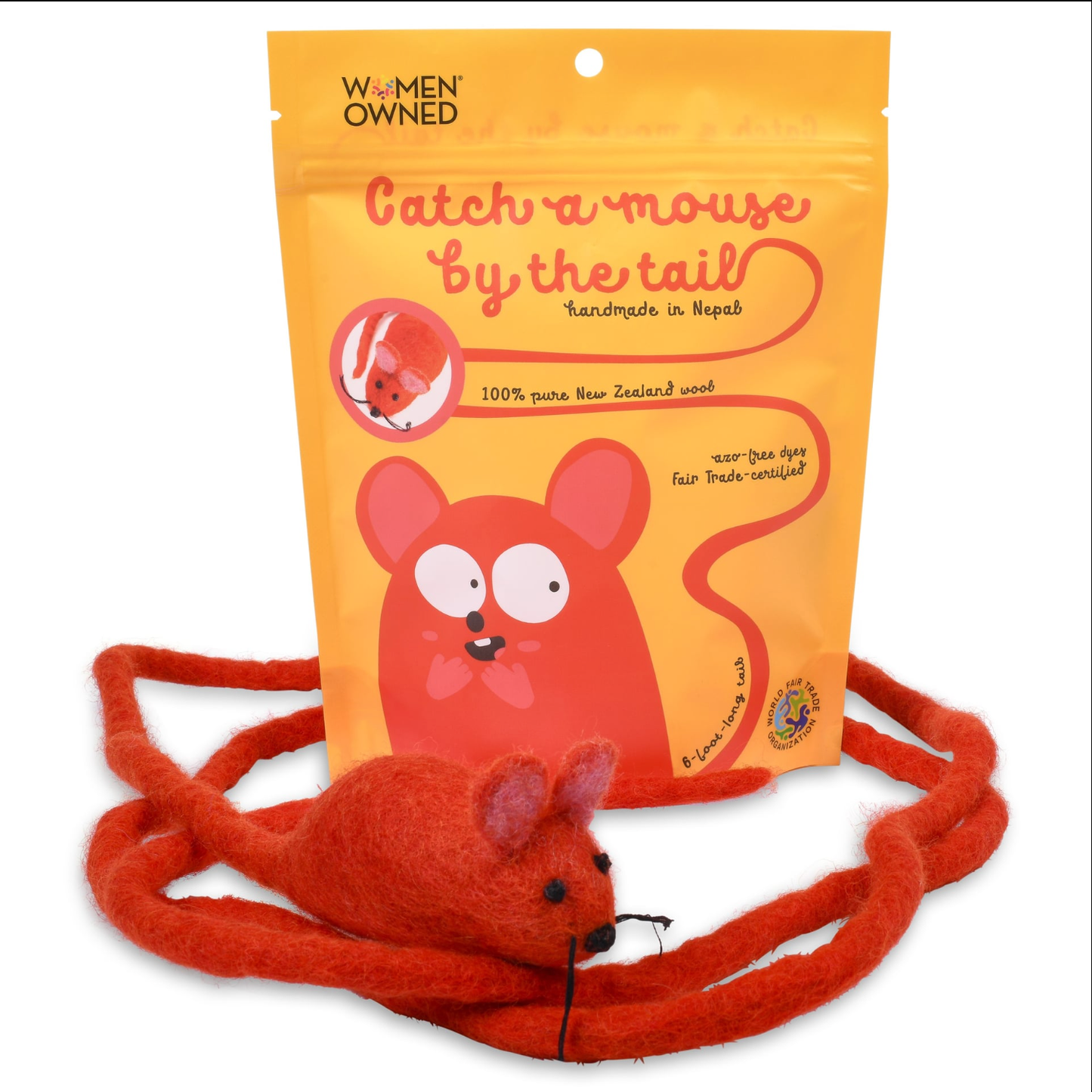 Wool Mouse Cat Toy 6-Foot-Tail - all-red, rainbow, unicorn: Unicorn swirl