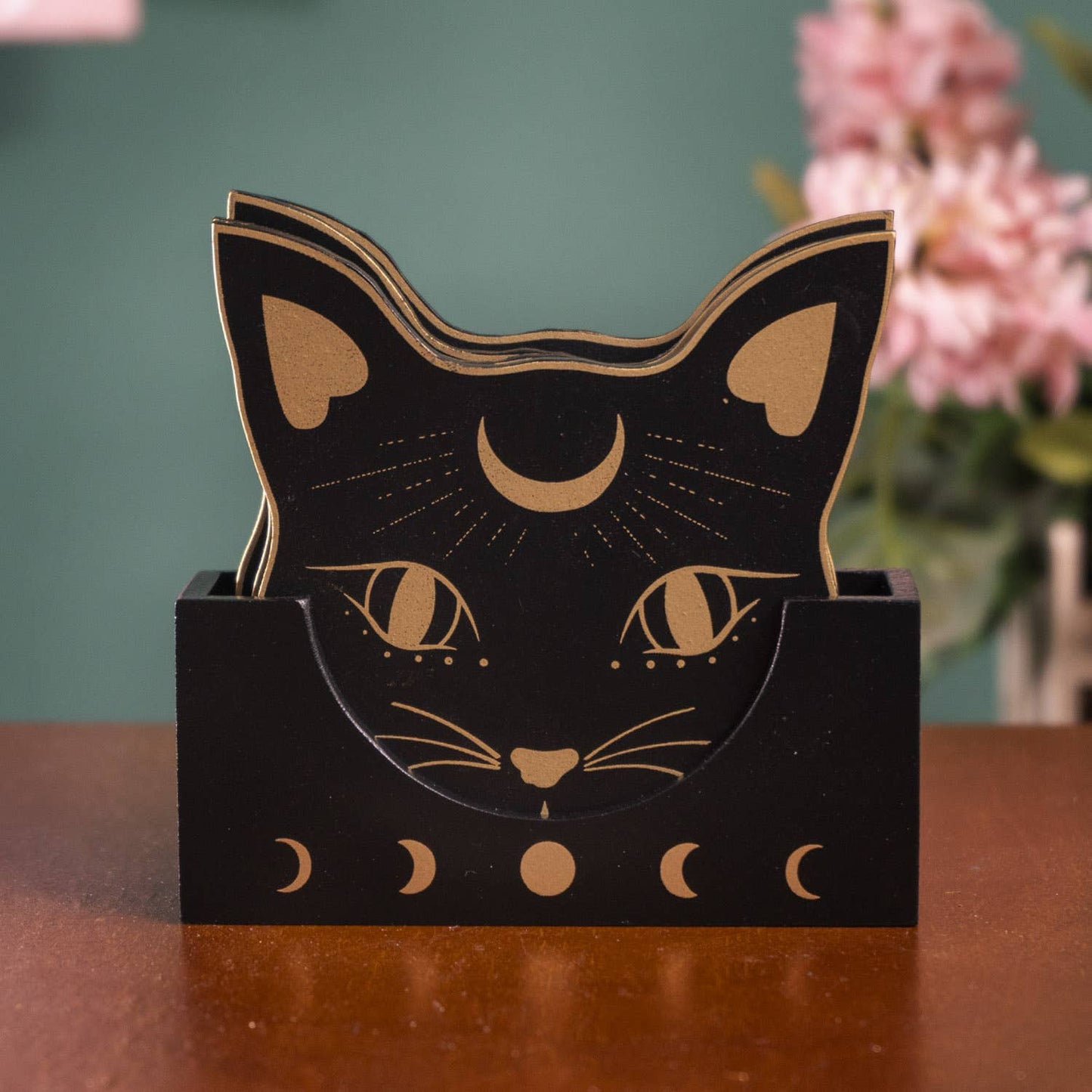 15322 Black Cat Mystic Mog Drink Coasters Set