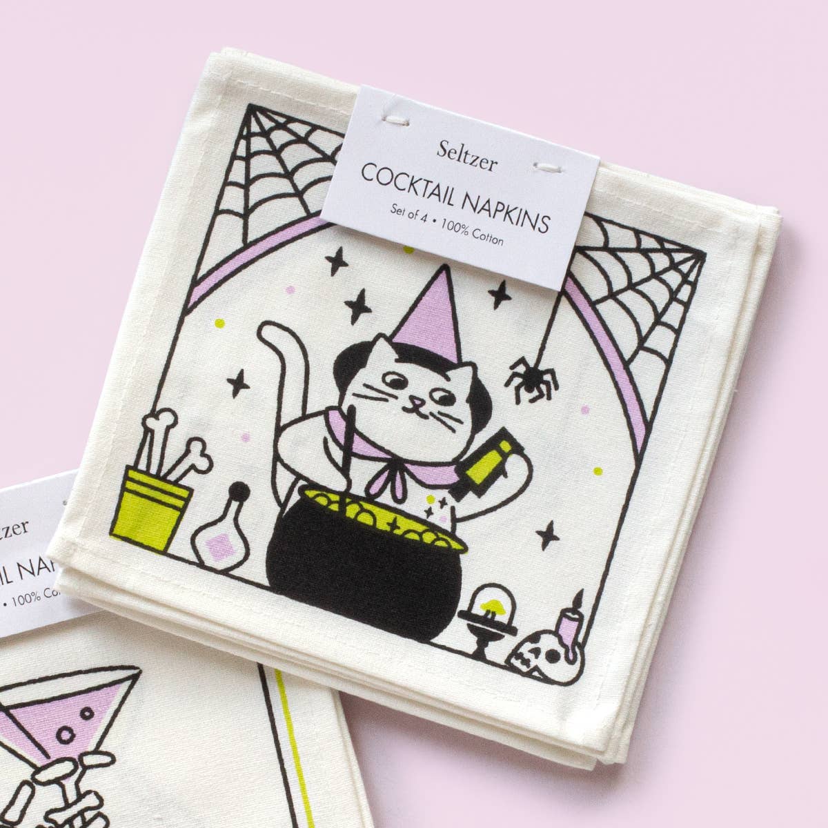 Cauldron Cat Cocktail Napkin Set