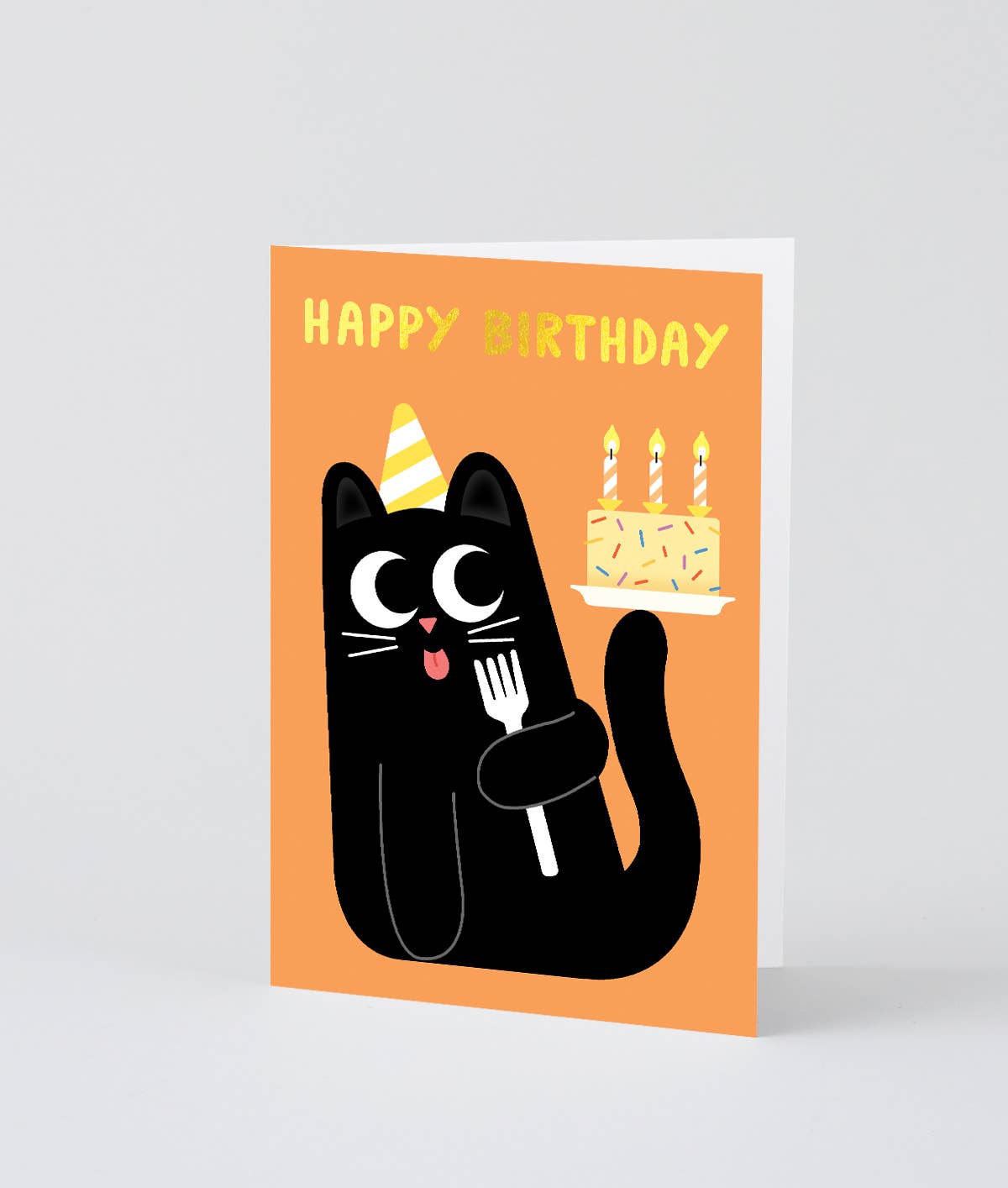 'Happy Birthday Cat Cake' Greeting Card BLANK INSIDE