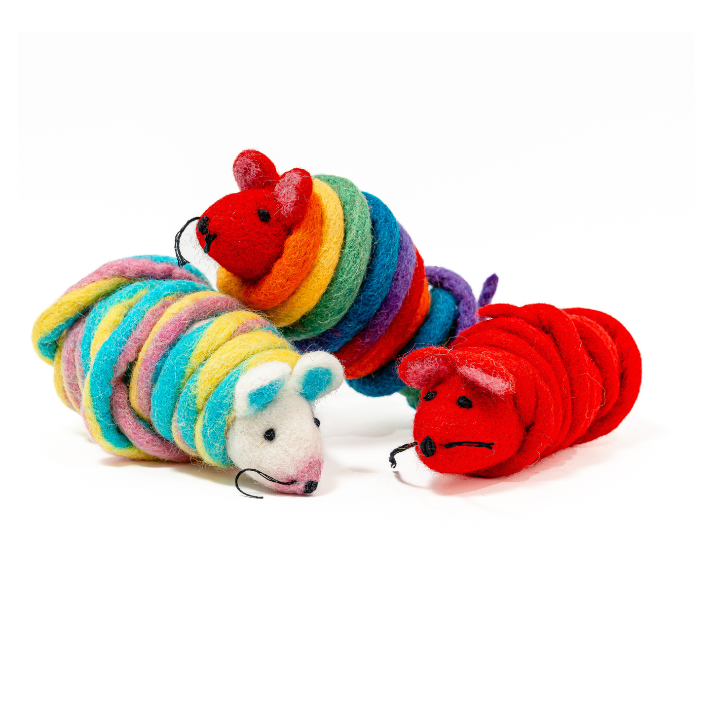 Wool Mouse Cat Toy 6-Foot-Tail - all-red, rainbow, unicorn: Unicorn swirl