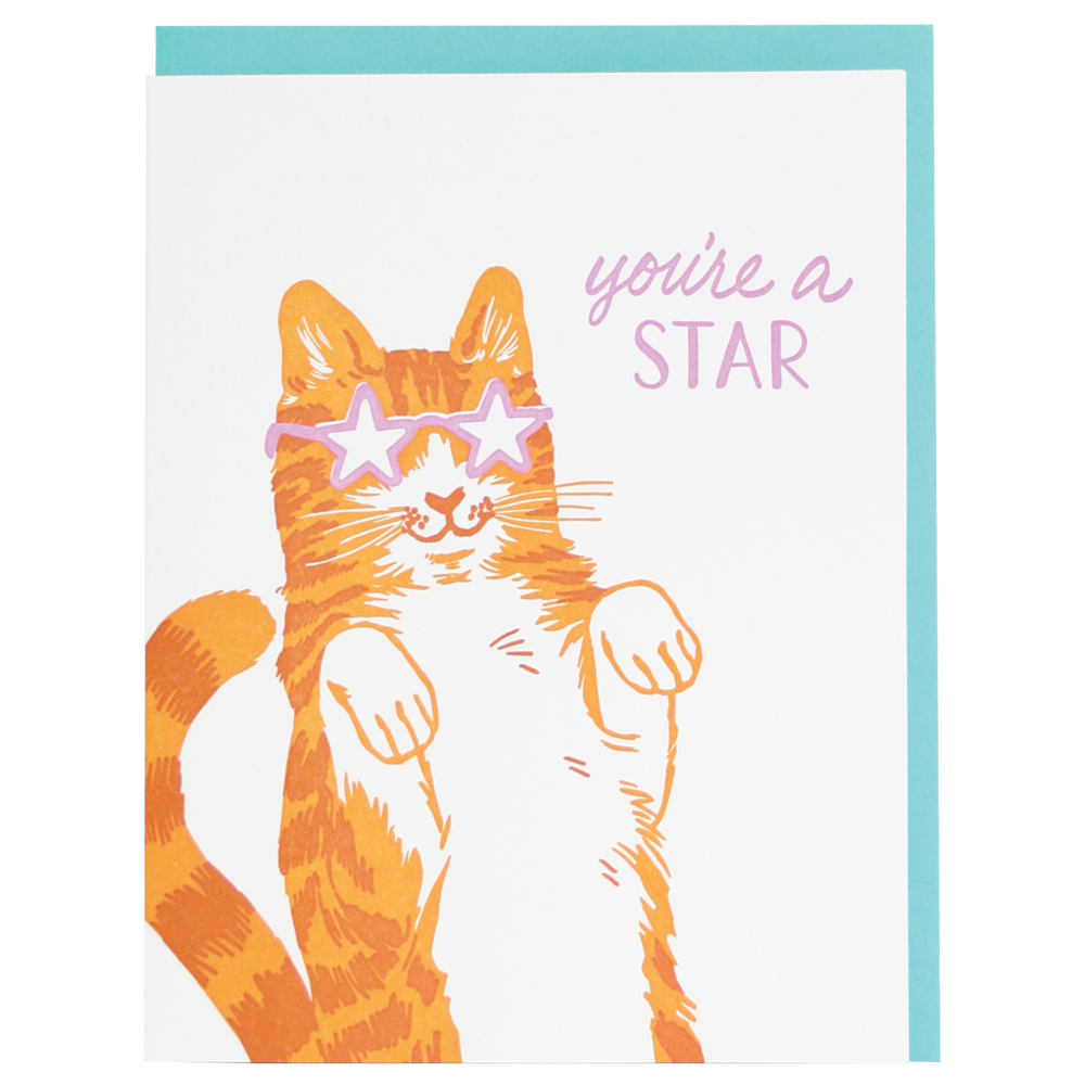 Star Cat Friendship Card-BLANK INSIDE