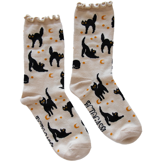 Black Cat Ruffle Socks