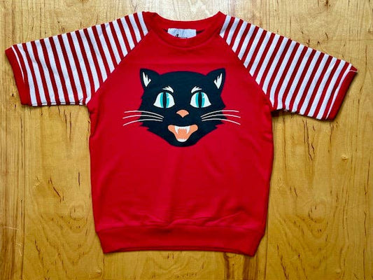 Bettie Cat Red Striped Printed Pullover