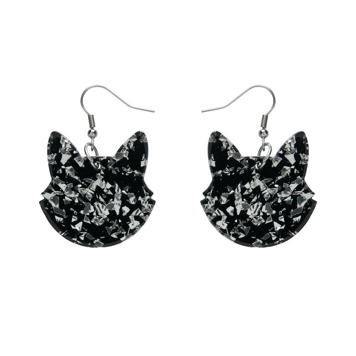 Cat Head Chunky Glitter Resin Earrings FINAL SALE