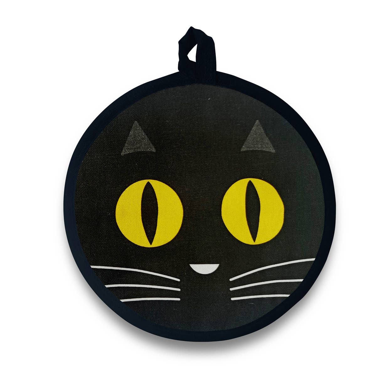 Adorable Black Cat Round Potholder / Hot Pad/ Mitt