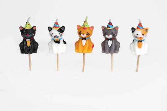 Cats in Party Hats Cake Candles | Smiling Faces