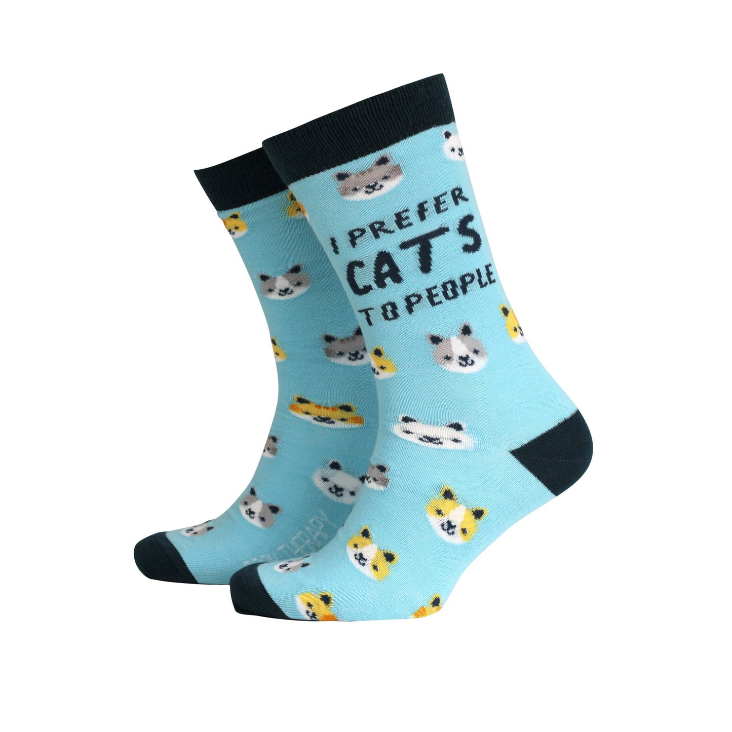 I Prefer Cats to People- Men's Welsh Bamboo Socks | Smiling Faces