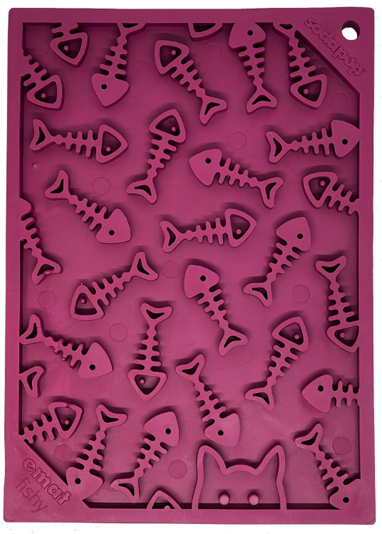 Fishy Design eMat Enrichment Lick Mat - small: Fishy emat - plum