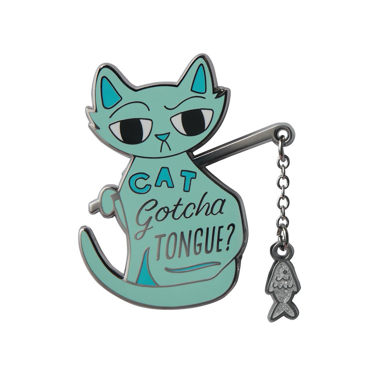 Cat Gotcha Tongue Enamel Pin
