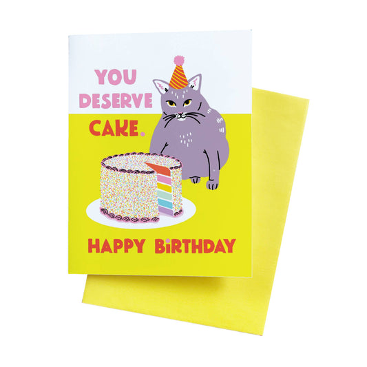 You Deserve Cake Fat Cat Birthday Greeting Card | 5 Eye Studio