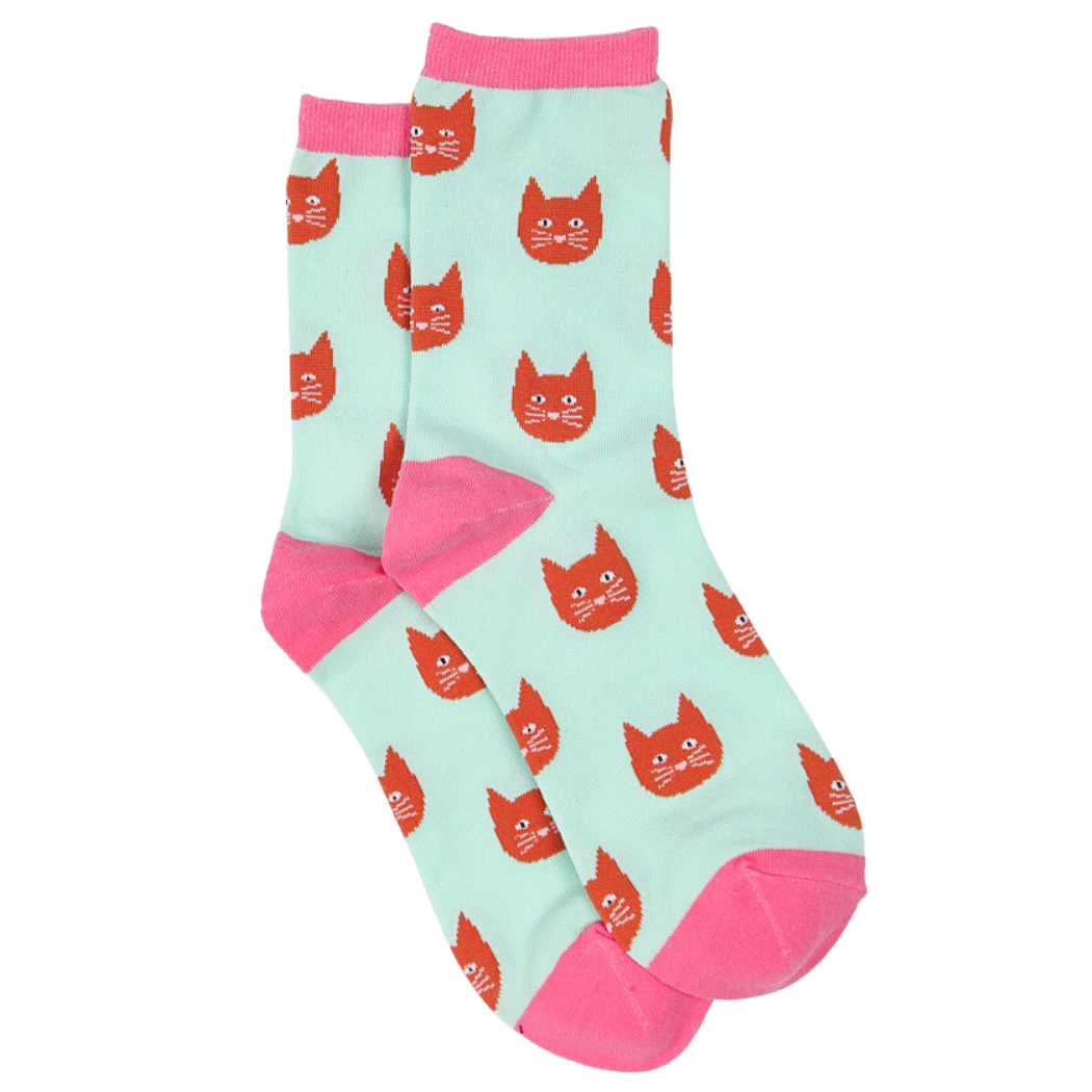 Women's Cat Print Bamboo Socks