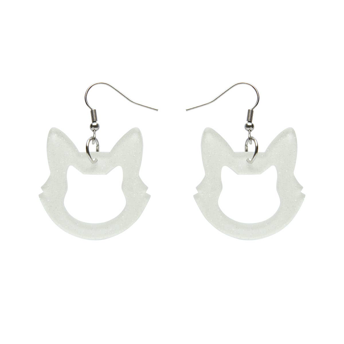 Cat Head Glitter Resin Earrings FINAL SALE