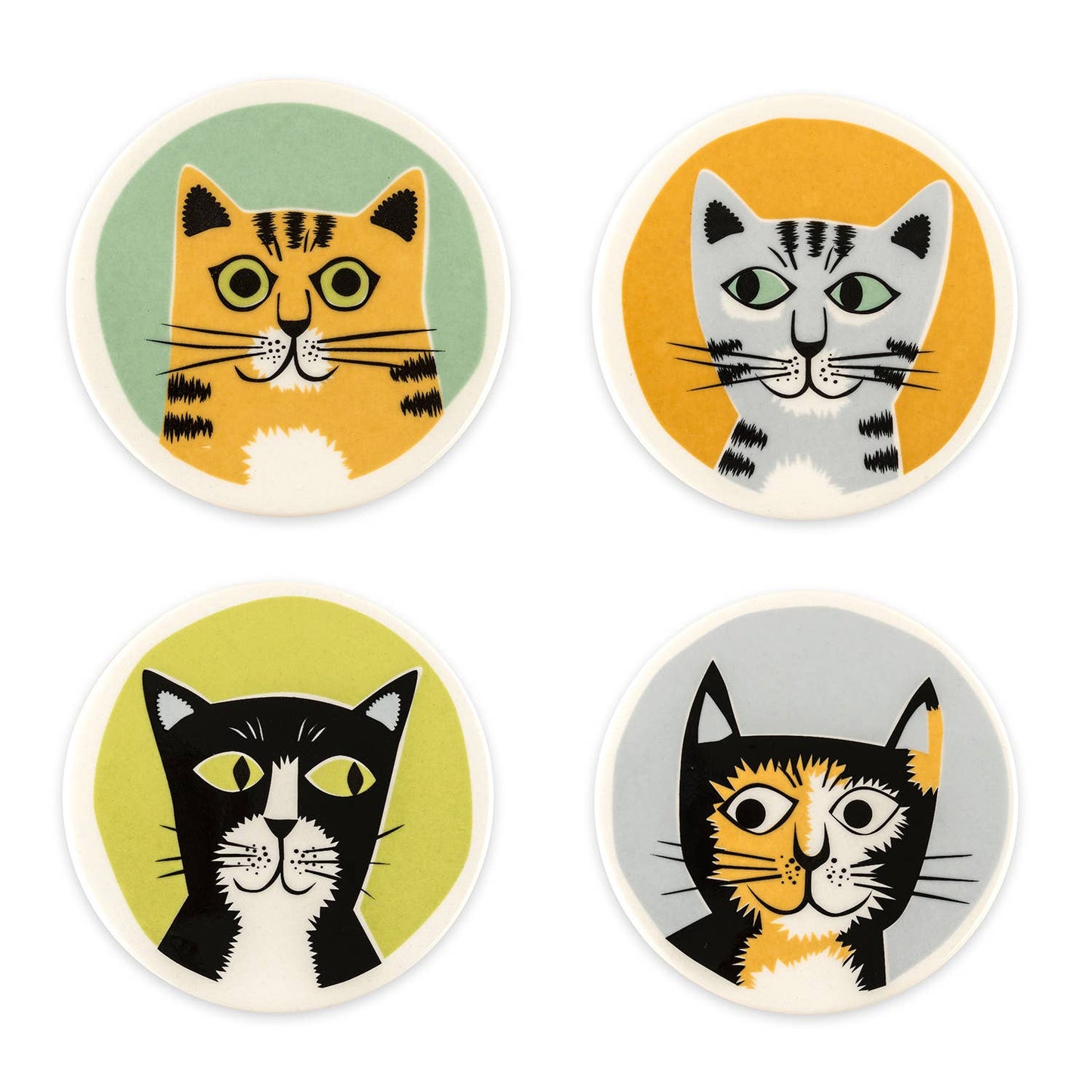 Handmade Ceramic Cat Coasters - Set of 4 | Hannah Turner