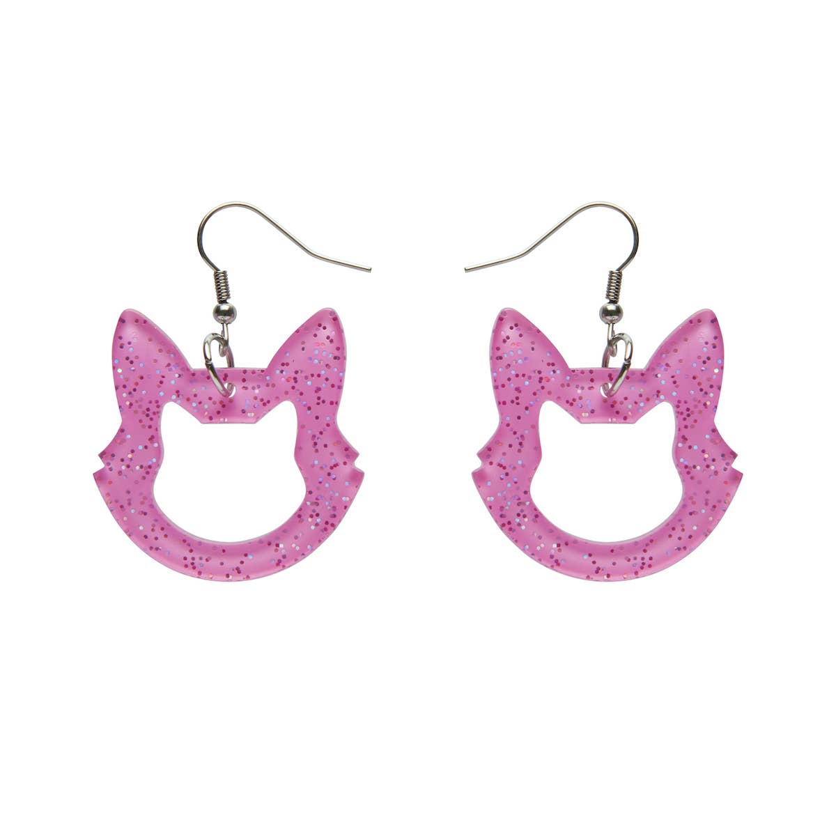 Cat Head Solid Glitter Resin Earrings FINAL SALE