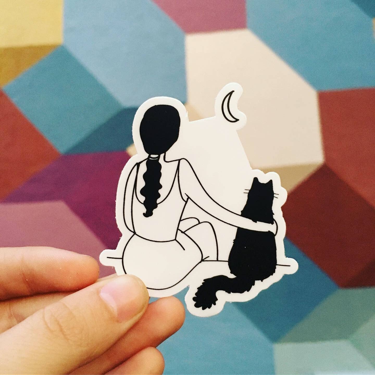 Girl and Cat Sticker | Frankie Sue LLC