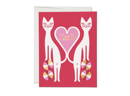 Cat Twins Love Greeting Card | Red Cap Cards