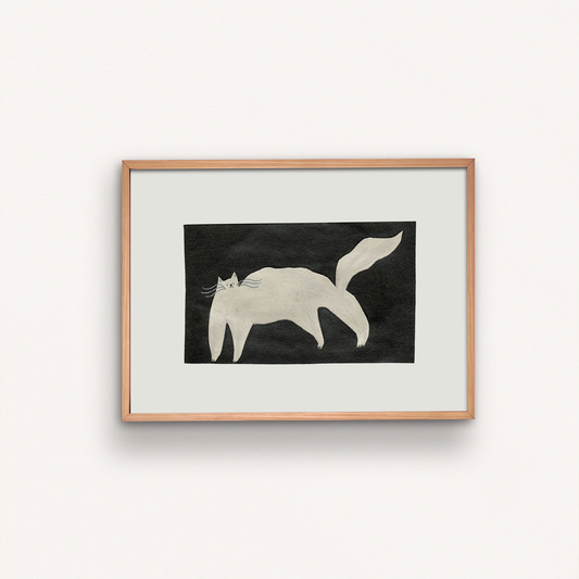 White Cat Art Print | Little Black Cat Illustrated Goods