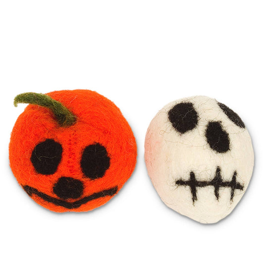 Halloween Skull and Jack-O-Lantern Cat Toy - Pack of 2