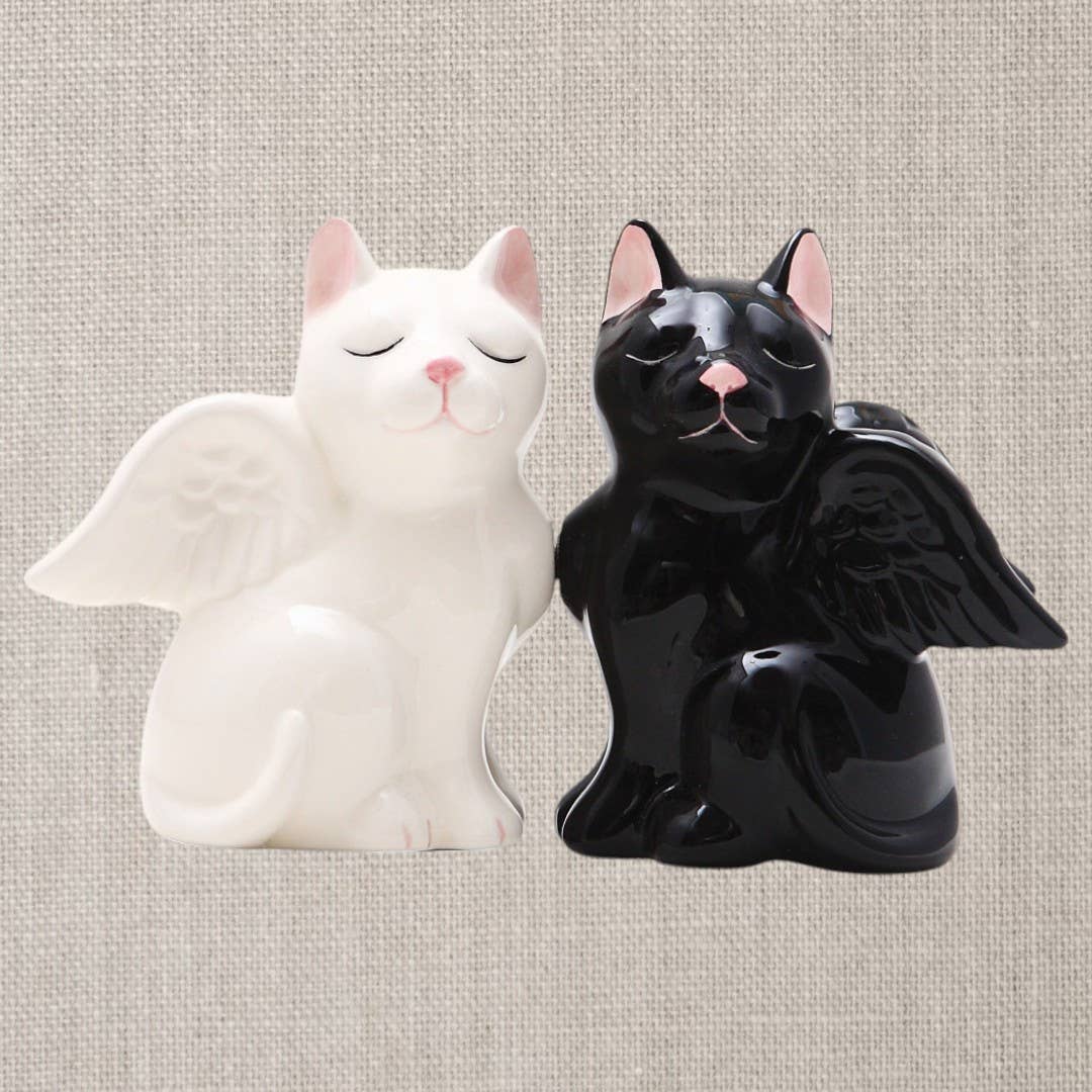Angel Cats Ceramic Salt and Pepper Shaker Set