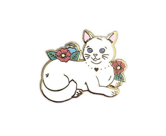 White Cat Enamel Pin