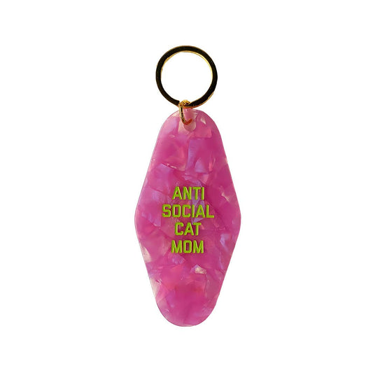 Anti Social Cat Mom Keychain