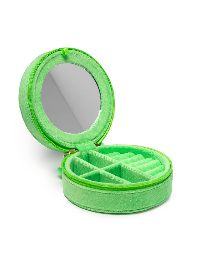 Velvet Jewelry Zip Case / Organizer - Kitten Caboodle -Green