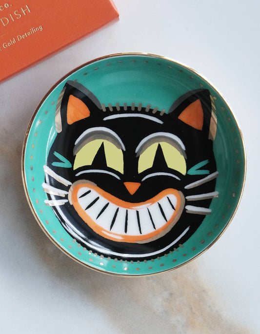 Halloween Porcelain Trinket Dish | Vintage Cat