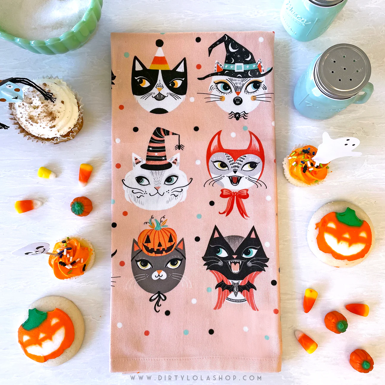 SPOOKY KITTIES - CAT TEA TOWEL