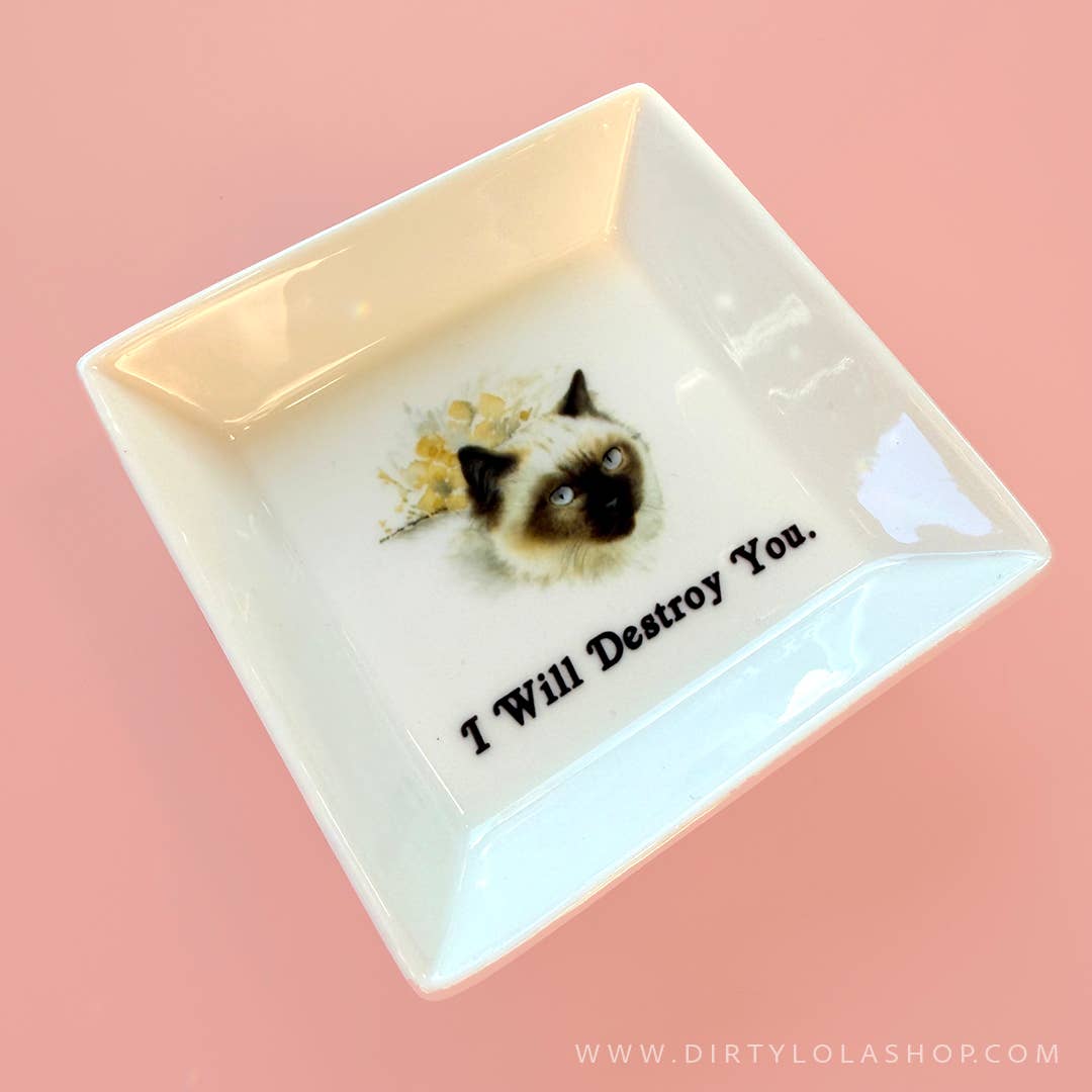 "I WILL DESTROY YOU." CAT TRINKET TRAY 