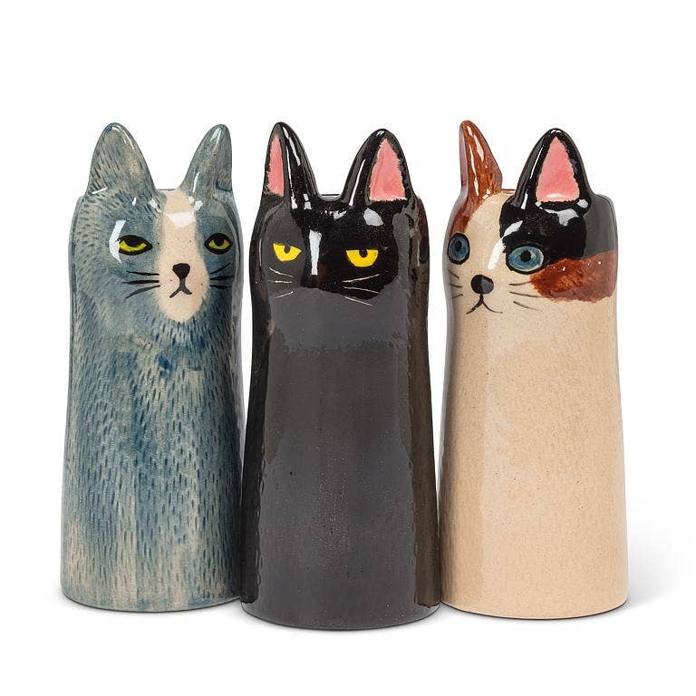 Skinny Cat Vase-6"H: Blue