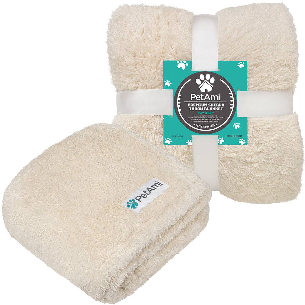 Fluffy Pet Blanket: Beige / Medium - 29" x 40"