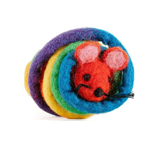 Wool Mouse Cat Toy 6-Foot-Tail - all-red, rainbow, unicorn: Rainbow-tail
