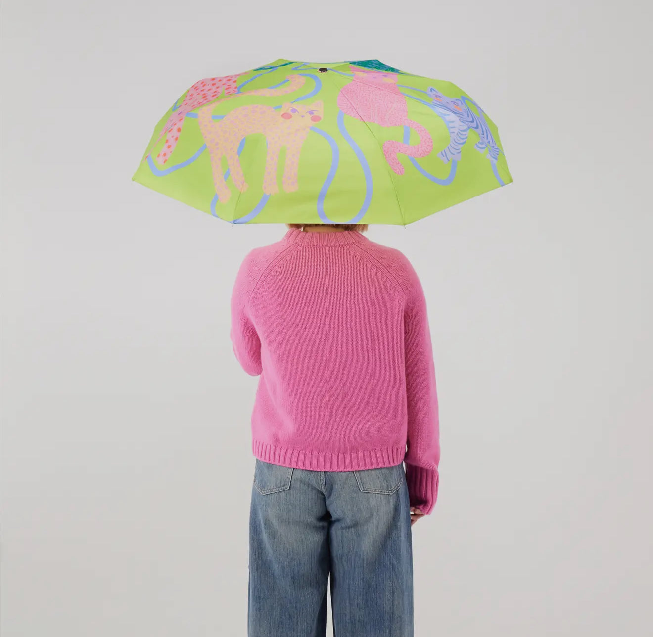 Lime Arty Cats Duck Umbrella