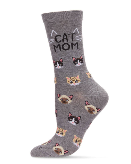 Cat Mom Socks Heather Gray / Size 9-11