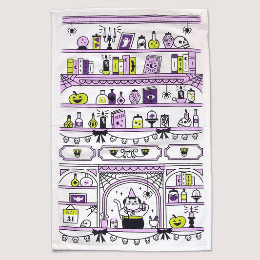 Cauldron Cat Tea Towel