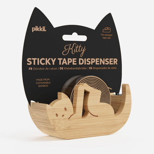 Kitty Sticky Tape Dispenser | Bamboo Desk Gift
