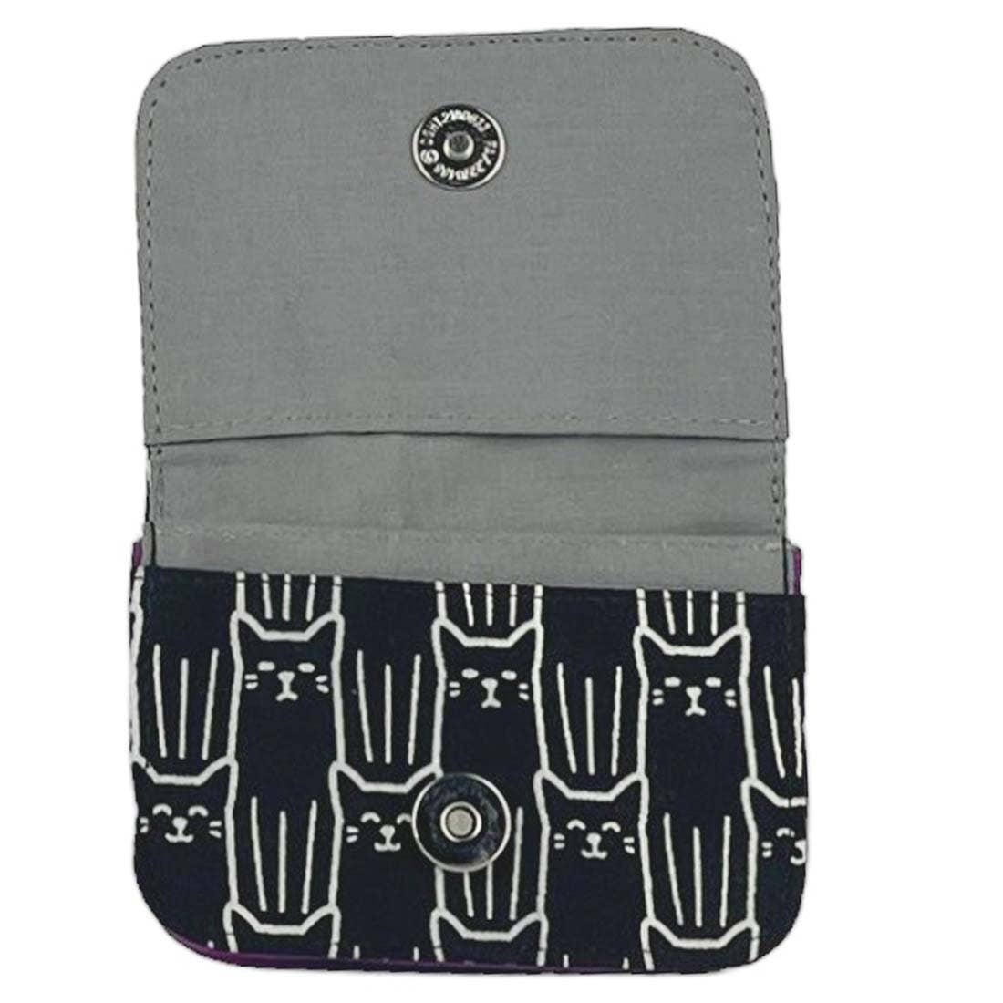 Cotton Canvas Cardholders - Cat Prints - Small Wallet : Army Green