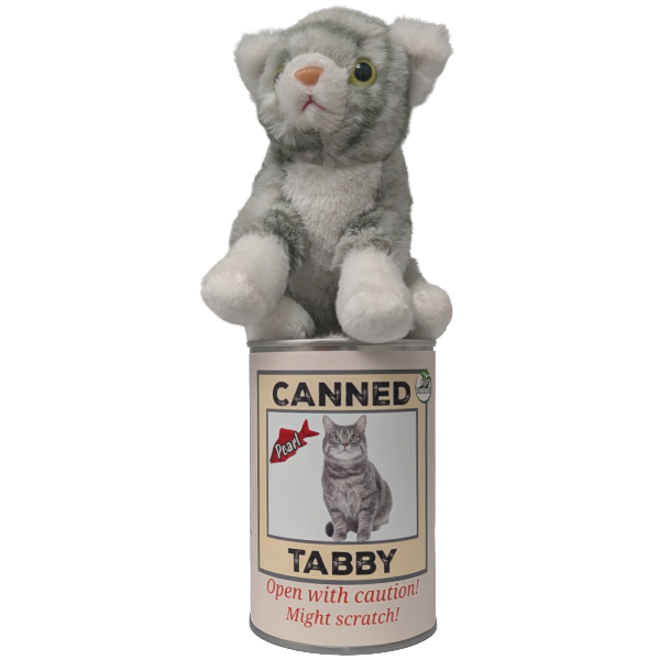 Canned Gray Tabby | Rescue Cat | Eco-Friendly Recycled Gift: Pop Top Lid