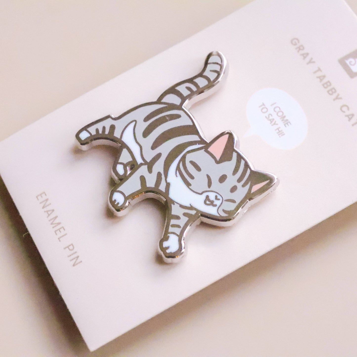 Enamel Pin - Gray Tabby Cat